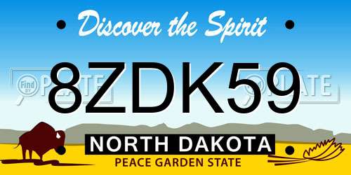 8ZDK59 North Dakota License Plate