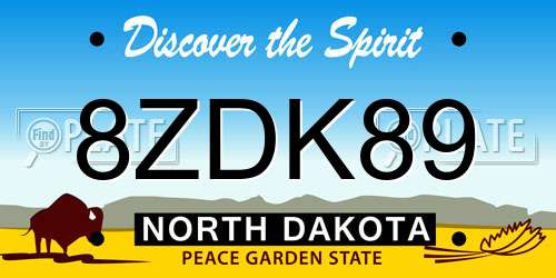 8ZDK89 North Dakota License Plate
