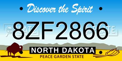 8ZF2866 North Dakota License Plate