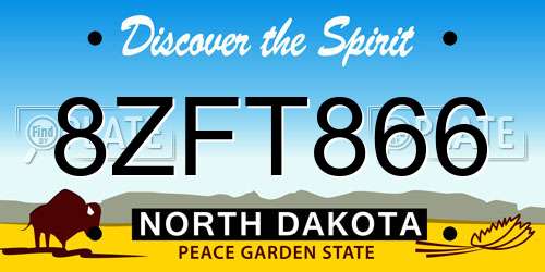 8ZFT866 North Dakota License Plate