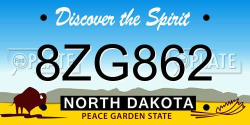 8ZG862 North Dakota License Plate