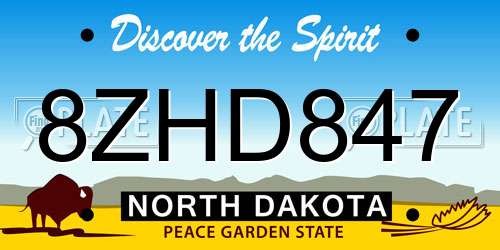 8ZHD847 North Dakota License Plate