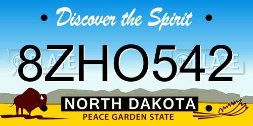 8ZHO542 North Dakota License Plate