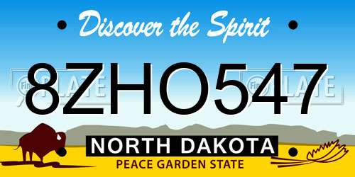 8ZHO547 North Dakota License Plate
