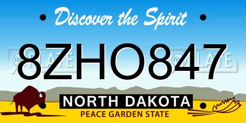 8ZHO847 North Dakota License Plate
