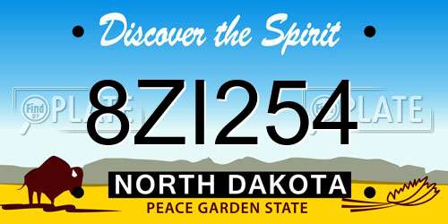 8ZI254 North Dakota License Plate