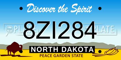 8ZI284 North Dakota License Plate