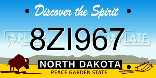 8ZI967 North Dakota License Plate