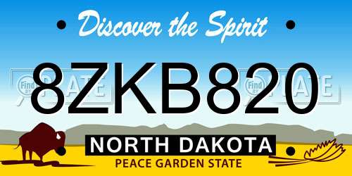 8ZKB820 North Dakota License Plate