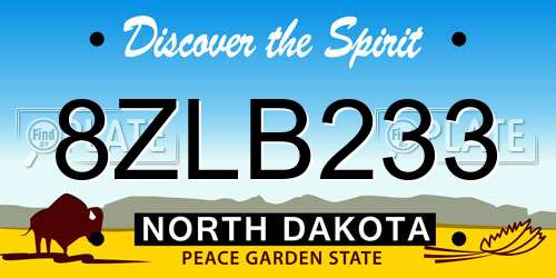 8ZLB233 North Dakota License Plate