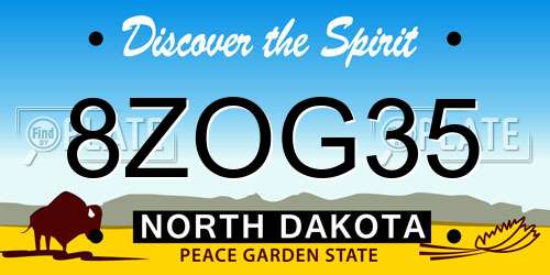 8ZOG35 North Dakota License Plate