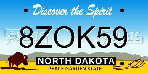 8ZOK59 North Dakota License Plate