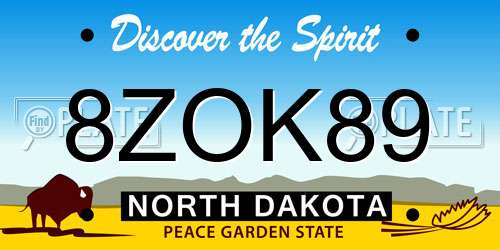8ZOK89 North Dakota License Plate
