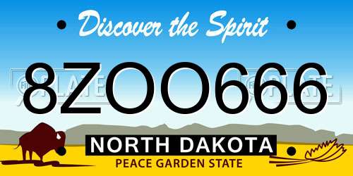 8ZOO666 North Dakota License Plate