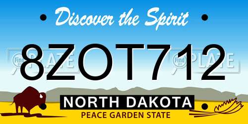 8ZOT712 North Dakota License Plate