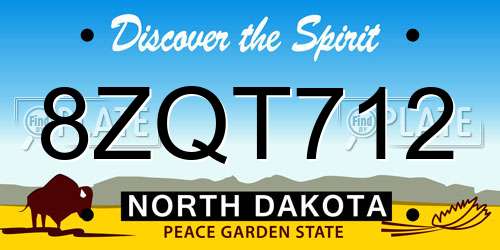 8ZQT712 North Dakota License Plate