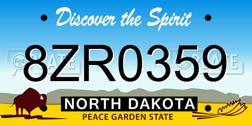 8ZR0359 North Dakota License Plate