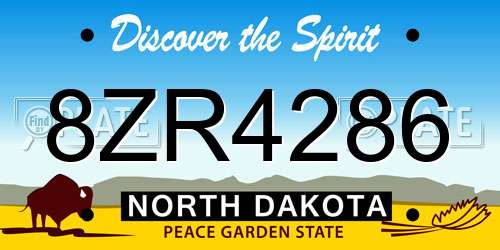 8ZR4286 North Dakota License Plate
