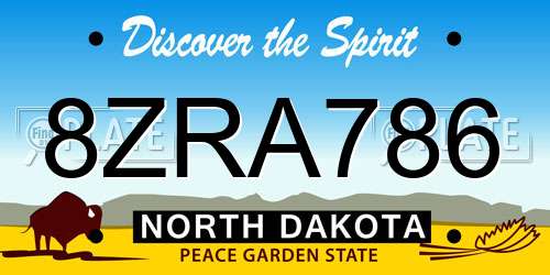 8ZRA786 North Dakota License Plate