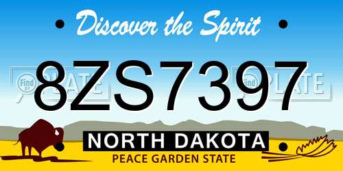 8ZS7397 North Dakota License Plate