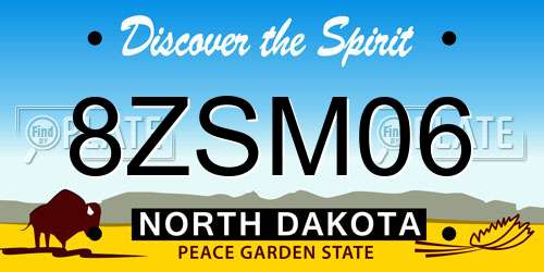 8ZSM06 North Dakota License Plate