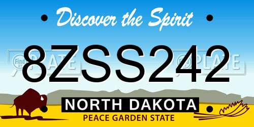 8ZSS242 North Dakota License Plate