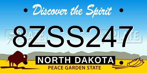 8ZSS247 North Dakota License Plate