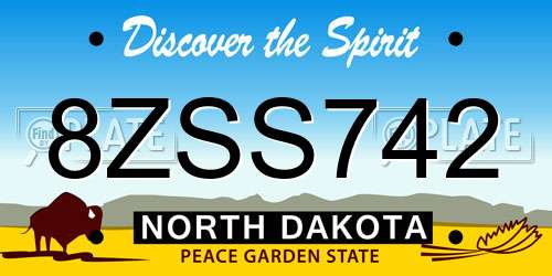 8ZSS742 North Dakota License Plate