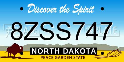 8ZSS747 North Dakota License Plate
