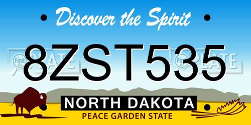 8ZST535 North Dakota License Plate