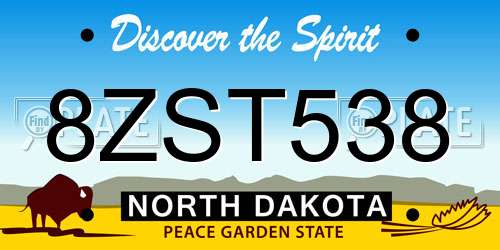 8ZST538 North Dakota License Plate