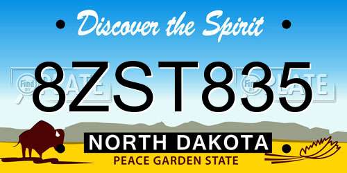8ZST835 North Dakota License Plate