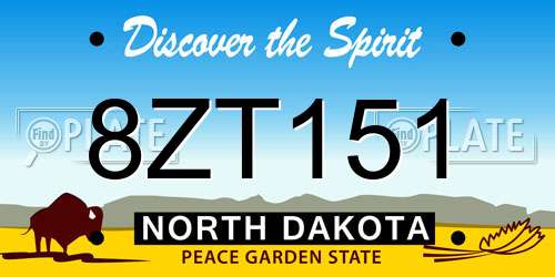 8ZT151 North Dakota License Plate