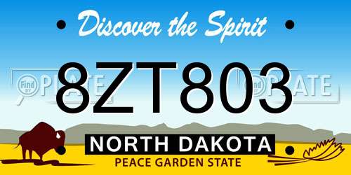 8ZT803 North Dakota License Plate