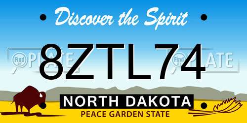 8ZTL74 North Dakota License Plate