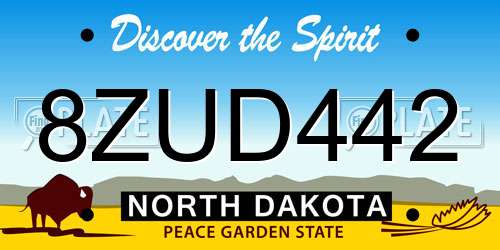 8ZUD442 North Dakota License Plate