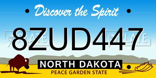 8ZUD447 North Dakota License Plate