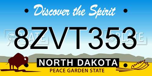 8ZVT353 North Dakota License Plate