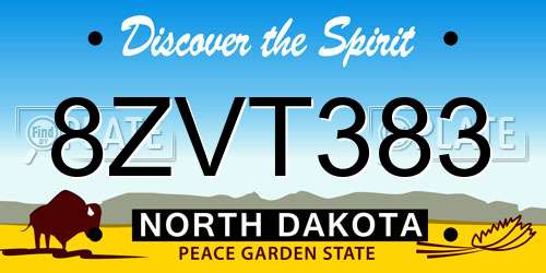 8ZVT383 North Dakota License Plate