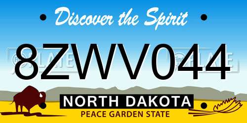8ZWV044 North Dakota License Plate