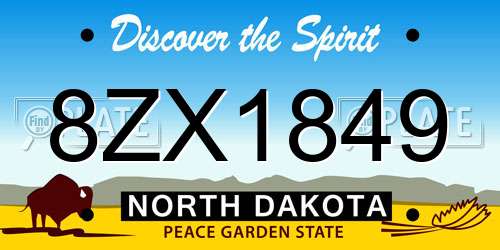 8ZX1849 North Dakota License Plate