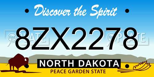 8ZX2278 North Dakota License Plate