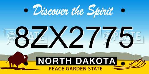8ZX2775 North Dakota License Plate