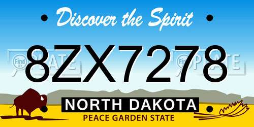 8ZX7278 North Dakota License Plate