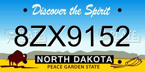 8ZX9152 North Dakota License Plate