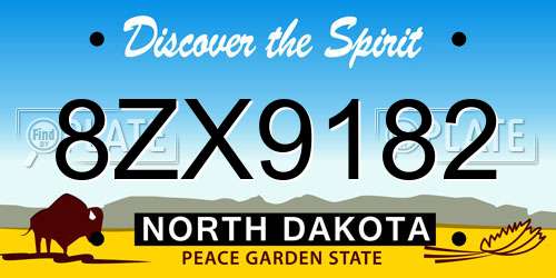 8ZX9182 North Dakota License Plate