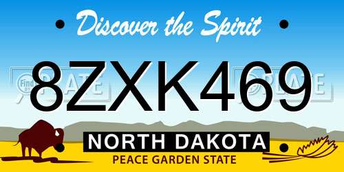 8ZXK469 North Dakota License Plate
