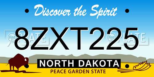8ZXT225 North Dakota License Plate