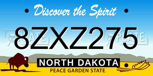 8ZXZ275 North Dakota License Plate