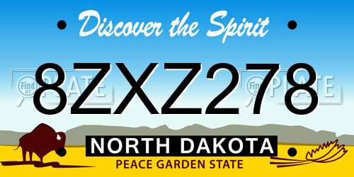8ZXZ278 North Dakota License Plate